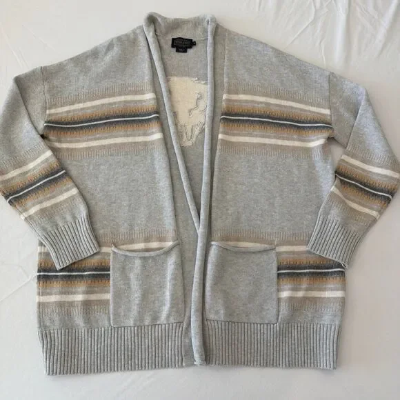 Pendleton S Western Horizons Oversized Cardigan Sweater Wool Blnd Longhorn Rodeo - Picture 5 of 14